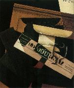 Juan Gris The Still life having the fruit dish and newspaper oil on canvas